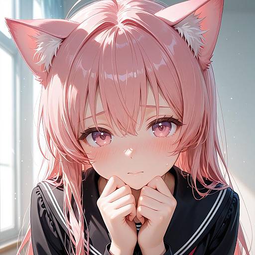 Stunning Anime Girl with Cat Ears