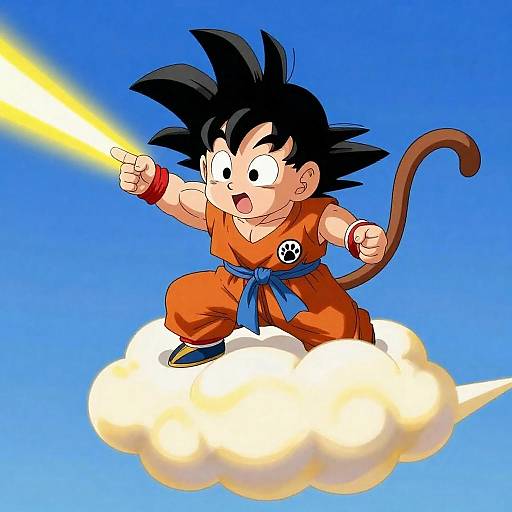 Son Goku Flying on a Yellow Cloud