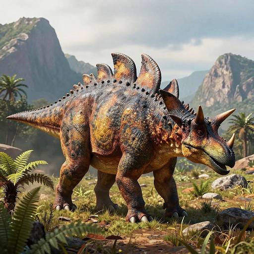 Realistic Stegosaurus in Prehistoric Landscape