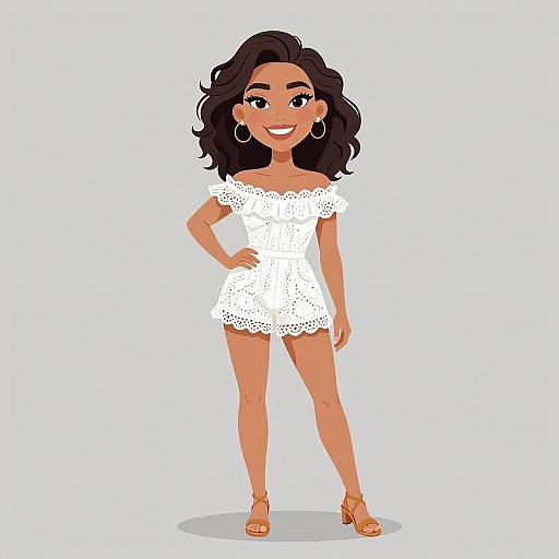 Smiling Woman in Summer Lace Romper