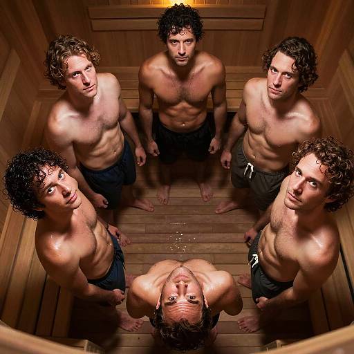 Worm's-Eye View of Five Men