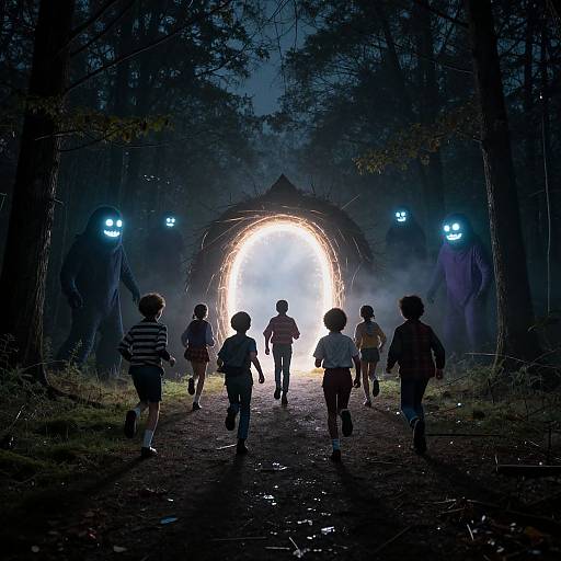 80s Kids Facing Glowing Portal