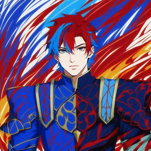 Illustration of Alear (male) (fire emblem), fire emblem in the style of Tonami kanji