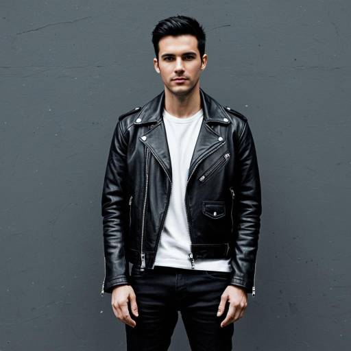 Young Man in Black Leather Jacket
