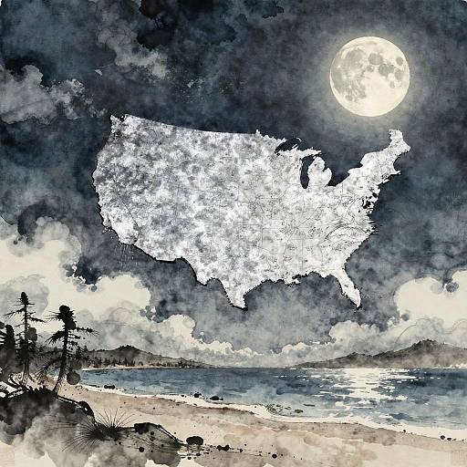 Moonlit Shore Pirate Treasure Map