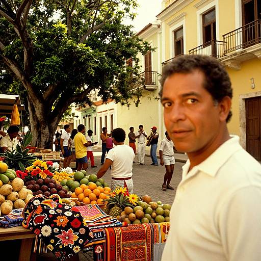 1970s Puerto Rico Vibrant Street Scene