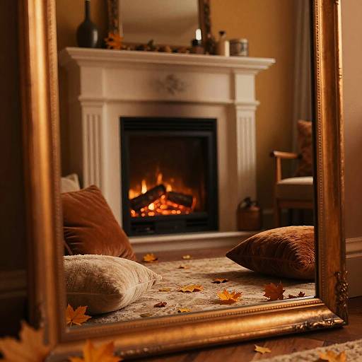 Autumn Reflection in Cozy Interior