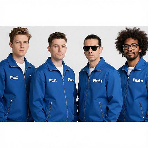 Four Men in Blue Jackets Portrait