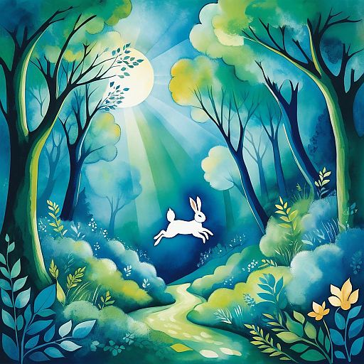 Rabbit in a Mystical Chagall Forest Rabbit in a Mystical Chagall Forest