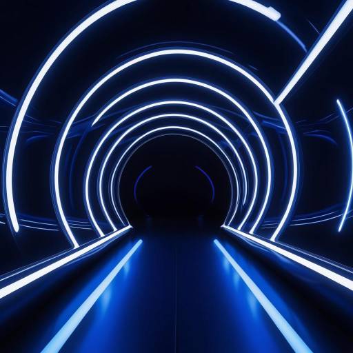 Futuristic Blue Neon Light Tunnel