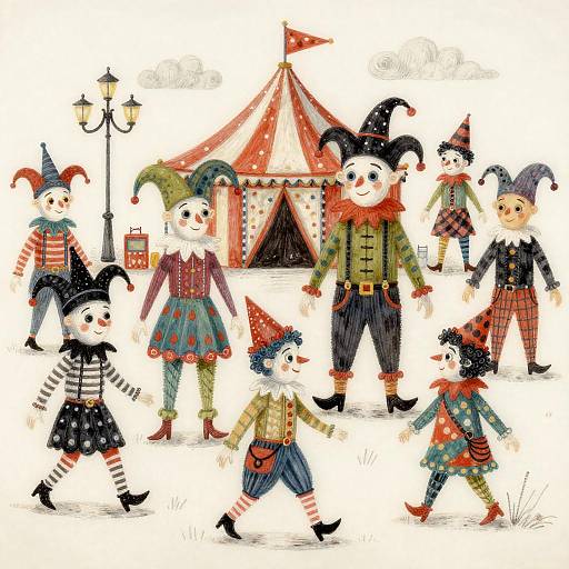 Gouache Folk Carnival of Tricksters