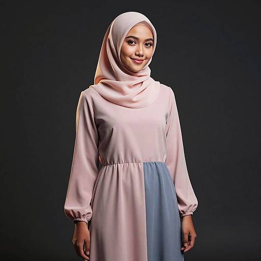 Realistic Indonesian Woman in Hijab Dress