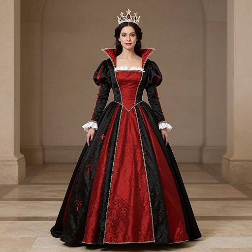 Regal Renaissance Queen in Crowned Costume