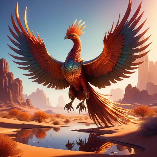 Mystical Phoenix in Shimmering Oasis Mystical Phoenix in Shimmering Oasis
