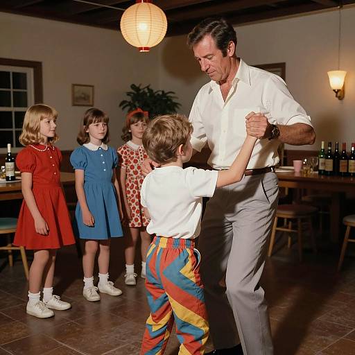 1960s Party Scene with Dancing Children