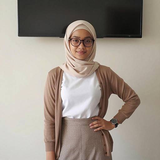 Young Woman in Beige Hijab Portrait