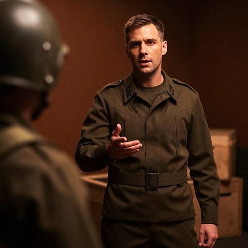 Focused Soldier in Dim Lighting