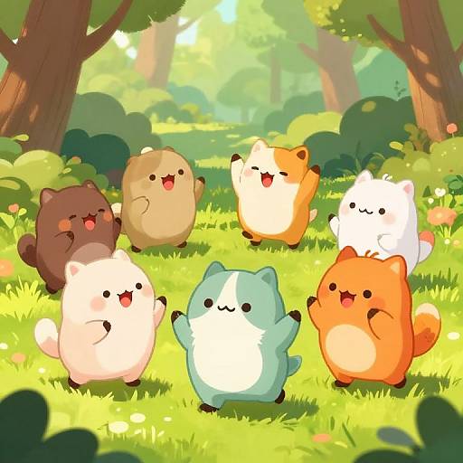 Energetic Animals Playing in Forest