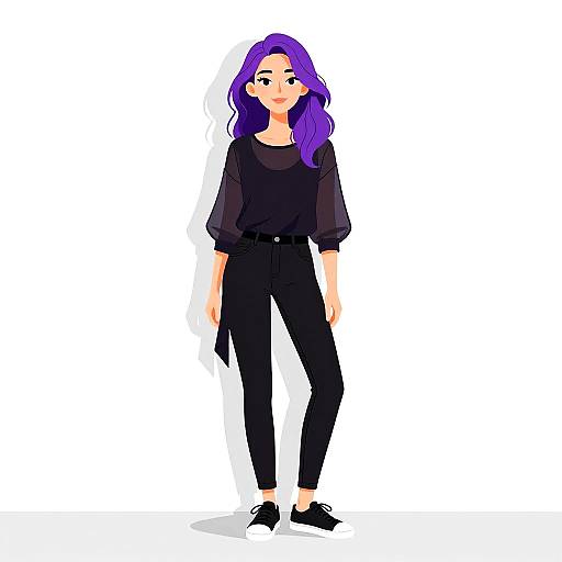 Smiling Woman in Casual Black Outfit