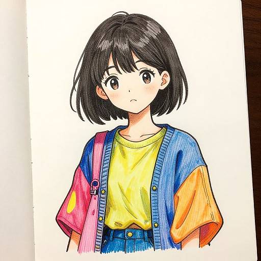 Playful Short-Haired Anime Girl