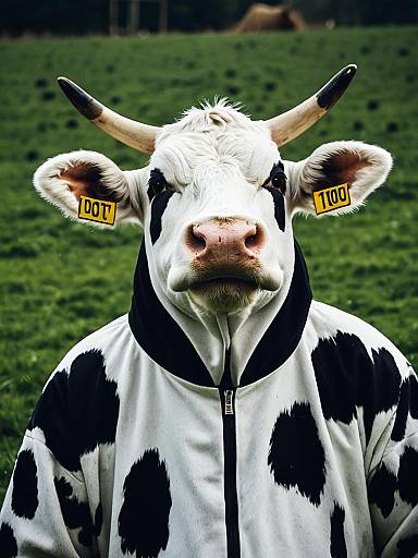 Humorous Man in Cow Suit Portrait