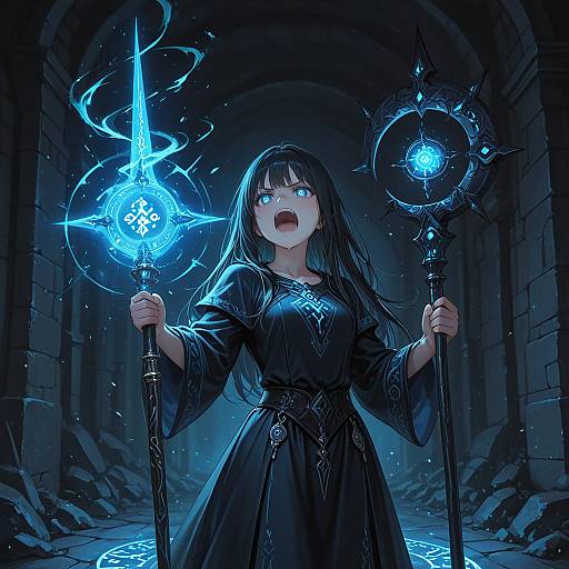Enchanting Dungeon Sorceress with Staff