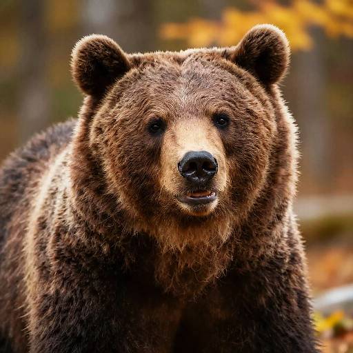 Gentle Bear Smile in Autumn Woods