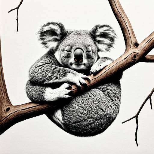 Content Koala Snoozing on Tree Branch
