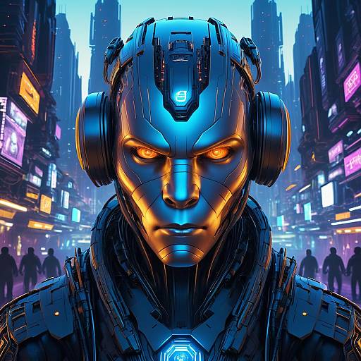 Cybernetic Monkey Cyborg Closeup Portrait