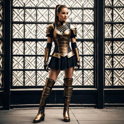 Woman in Black and Bronze Armor Cosplay