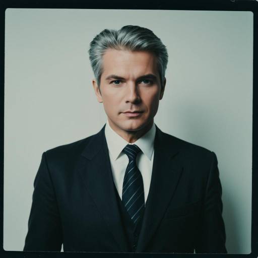 Mature Man in Dark Suit with Serious Expression