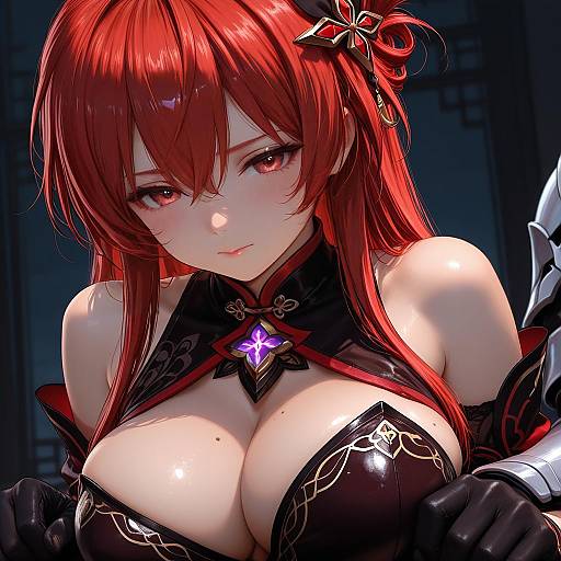 Illustration of Murata himeko (vermillion knight), honkai (series) in the style of Rustle