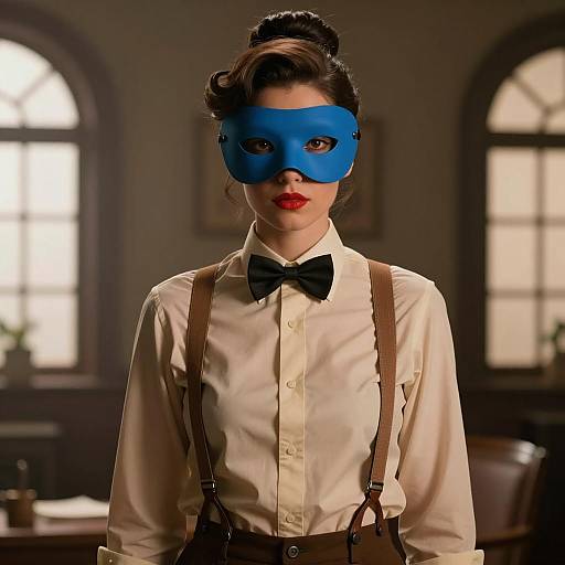 Intense Woman in Vintage Dim Lighting