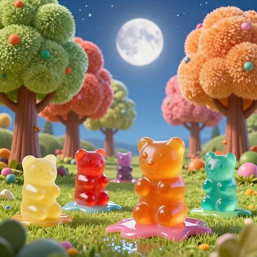 Whimsical 3D Gummy Bear Fantasy