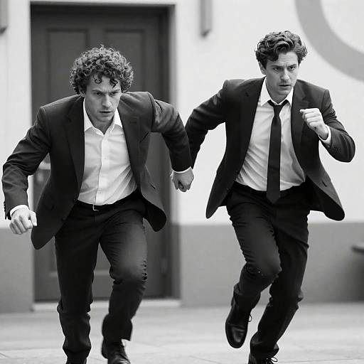 Dynamic Black and White Chase Scene