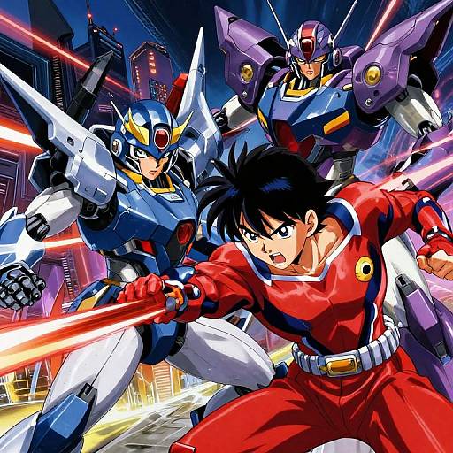 Futuristic Anime Battle Scene