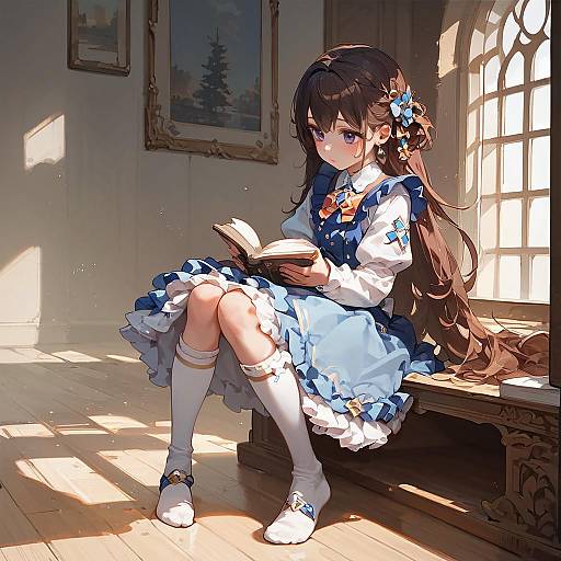 Kawaii Idol Girl Reading by Window