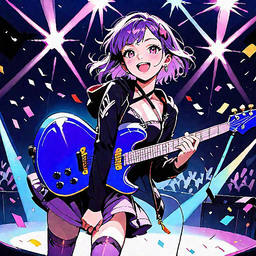 Purple-Haired Guitarist on Stage