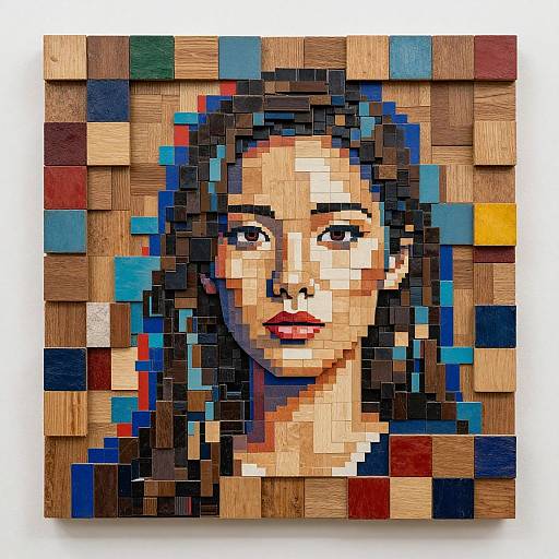 3D Reclaimed Wood Pixel Portrait