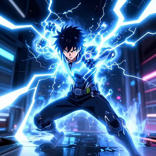 Futuristic Anime Lightning Hero