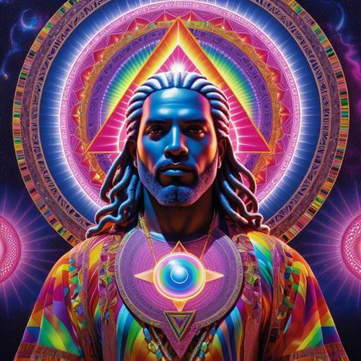 Futuristic Spiritual Portrait with Geometric Aura