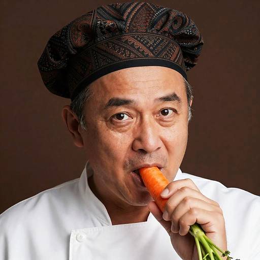 Serious Chef Enjoying Fresh Carrot