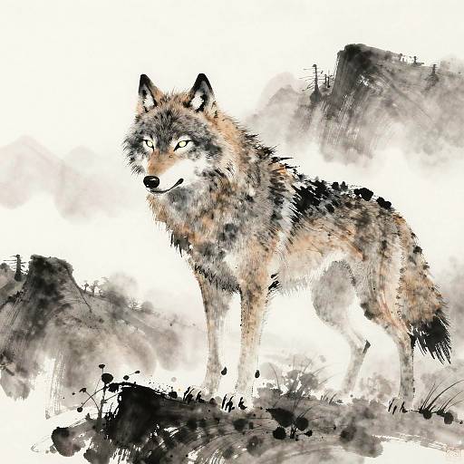 Spectral Wolf Spirit on Misty Ridge