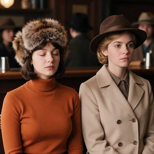 Vintage Portrait of Two Women in Attire