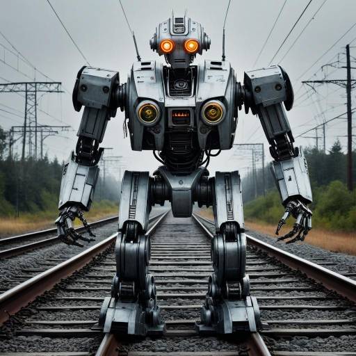 Futuristic One-Eyed Mecha on Tracks