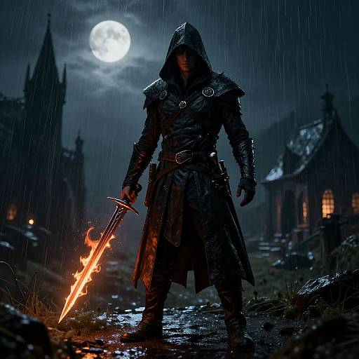 Hyper-Realistic Tiefling Assassin in Rain