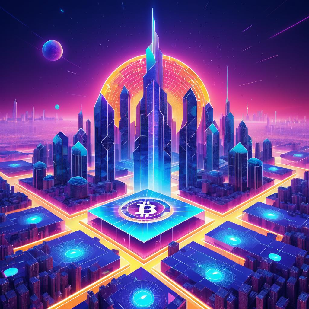 Futuristic Cityscape with Bitcoin Logo