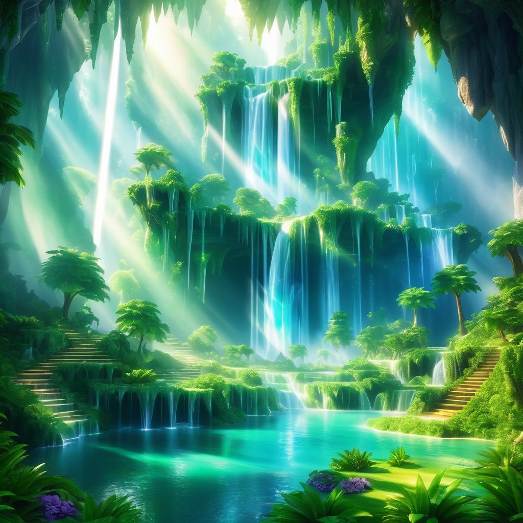 Enchanting Crystal Caves and Waterfalls