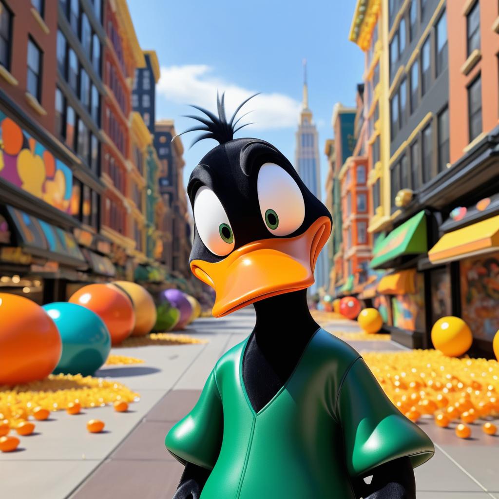 Confused Daffy Duck in Cartoon City