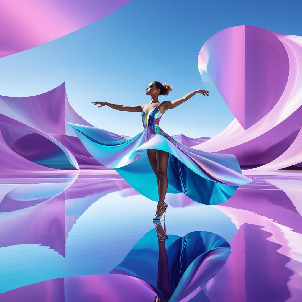 Surreal Dancer in Iridescent Fashion Scene